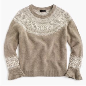 J. Crew women’s size small fair isle sweater brown tan white